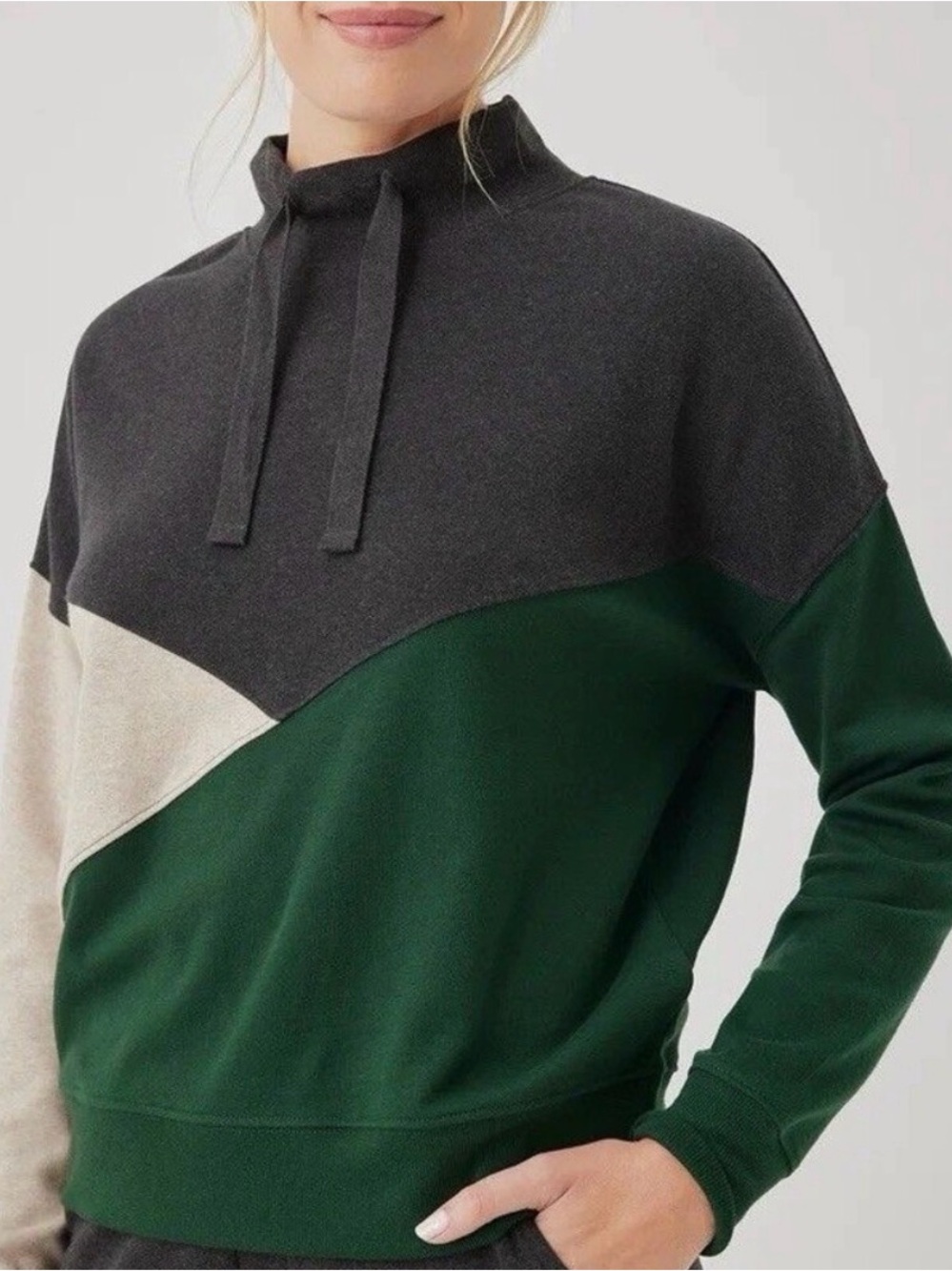 Pact Airplane Poncho Sweatshirt Pullover Organic Cotton Colorblock Women’s M